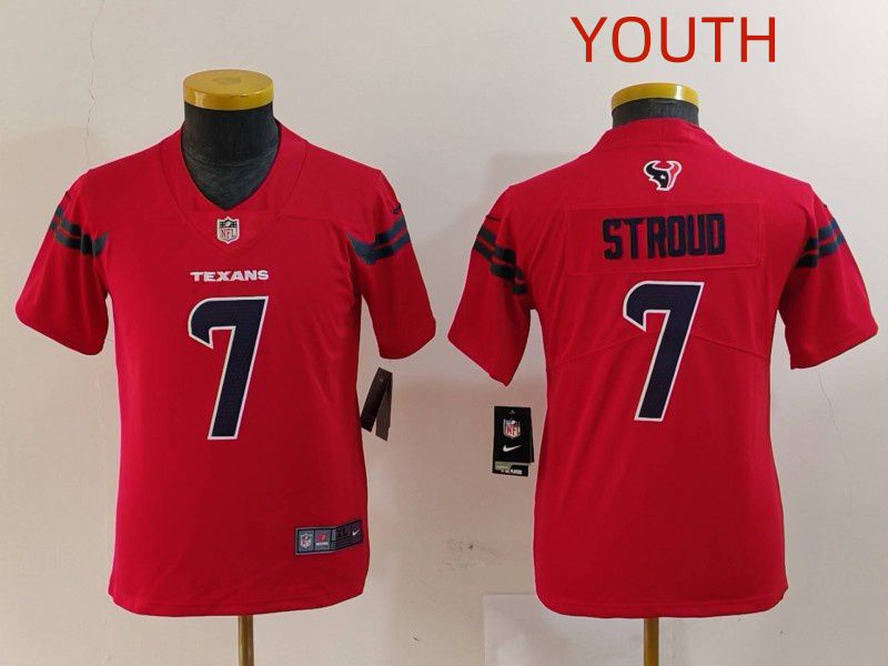 Youth Houston Texans 7 Stroud Red Second generations 2025 Nike Limited NFL Jersey style 1
